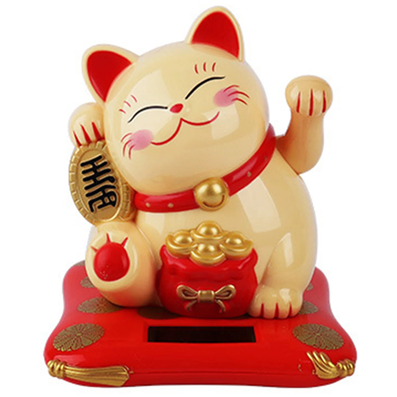 Lucky Cat Solar-Powered Desk Ornament - Cute Home & Car Decoration, Durable Plastic