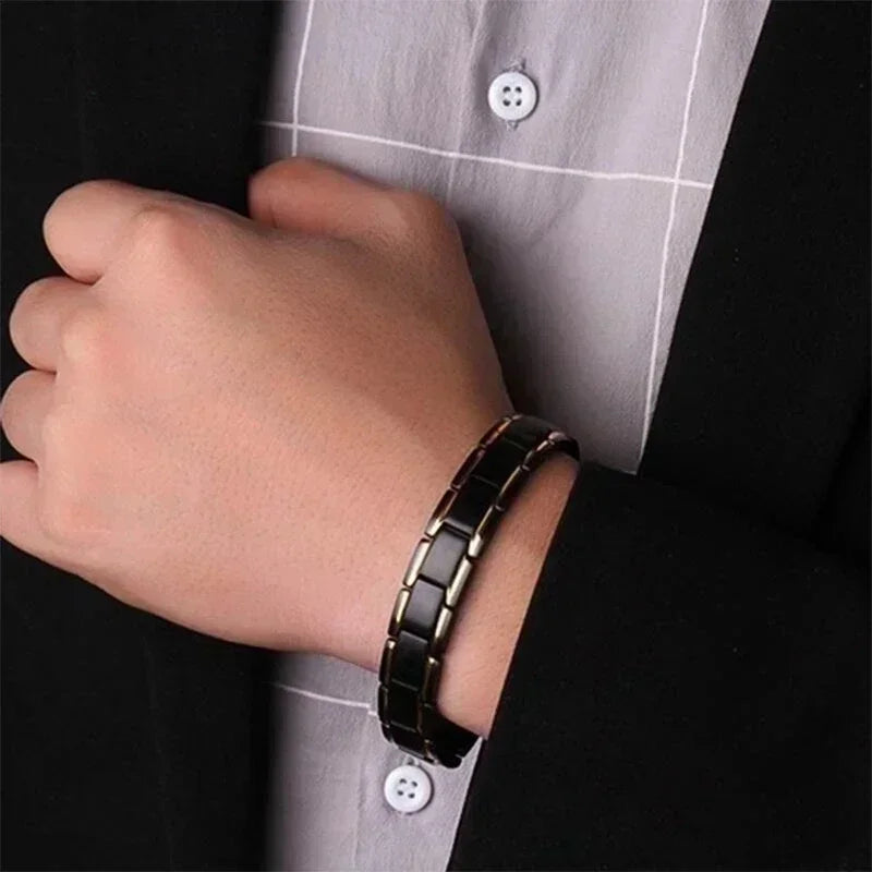 Men's Magnetic Therapy Bracelet - Anti-Snoring Stainless Steel Adjustable Jewelry