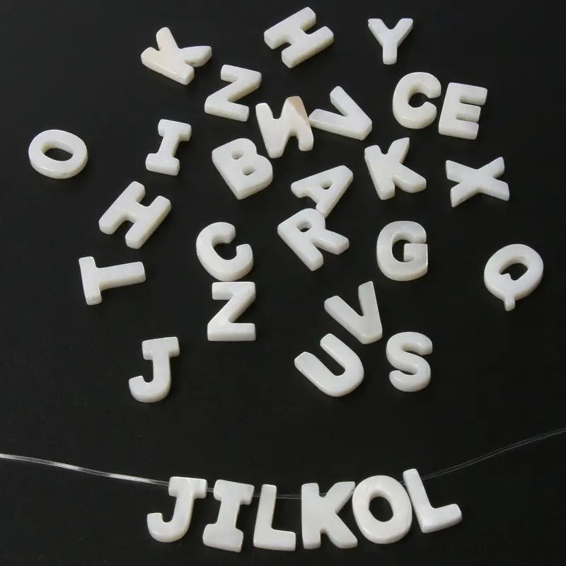 Natural Mother of Pearl Shell Beads Alphabet Charms for Jewelry Making - DIY Beads & Pendants