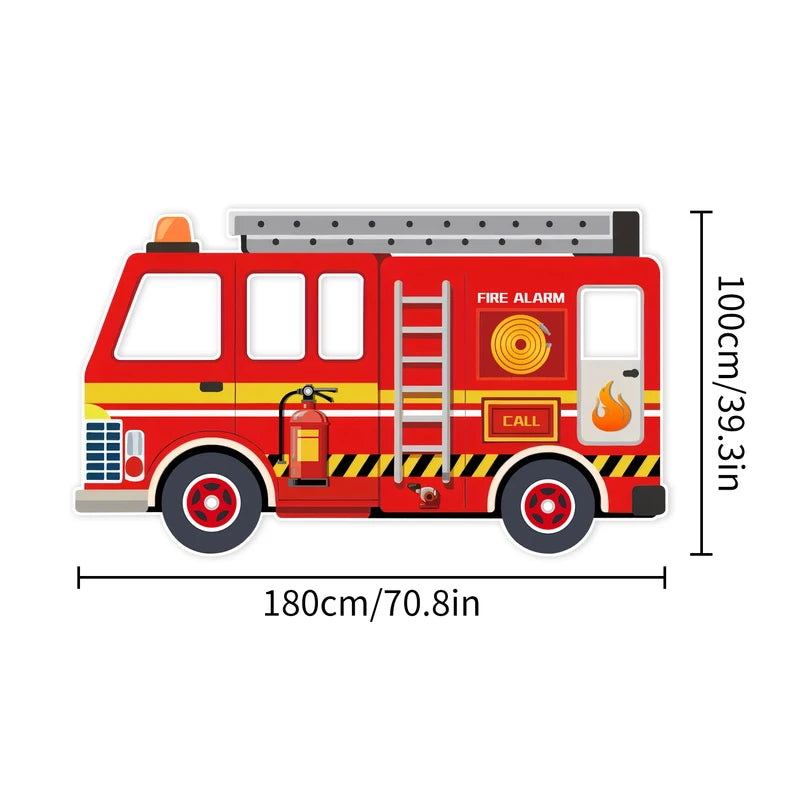 Fire Truck Hollowed Out Photography Props for Fireman Theme Birthday Party Decor