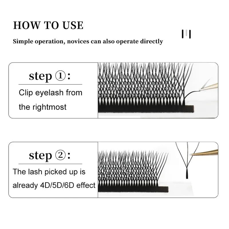 False Eyelash Extensions 5D W Shape Premade Volume Fans Natural Soft Makeup Tools