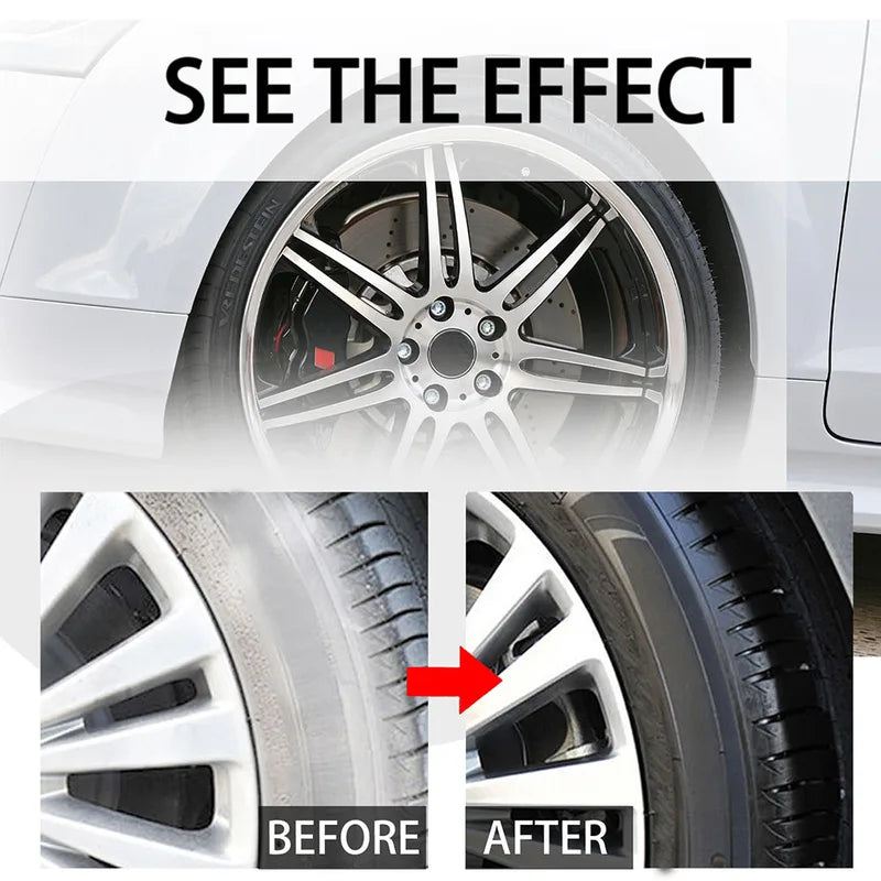 Car Tire Coating Wax with Sponge - Black Shine & Protective Wheel Cleaner