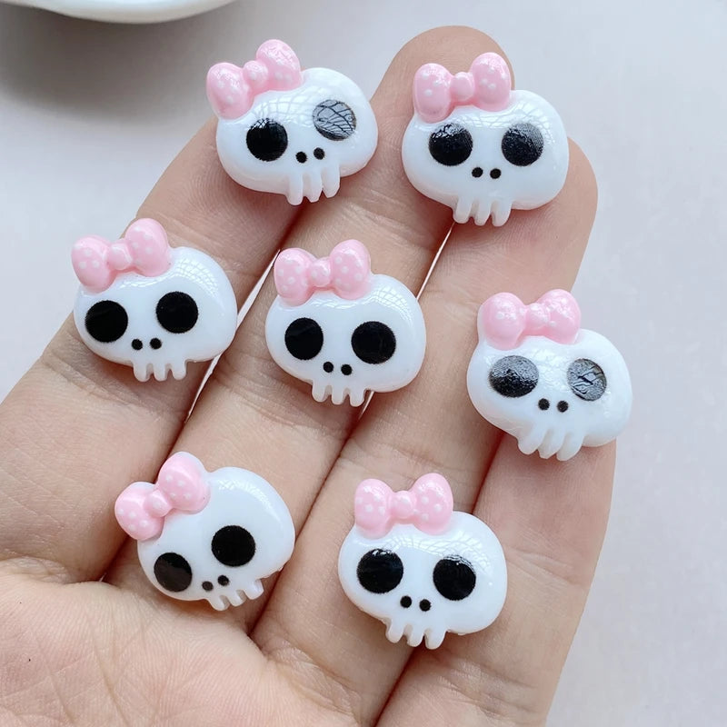10Pcs Cute Resin Skull Flat Back Craft Embellishments for Scrapbooking Jewelry DIY