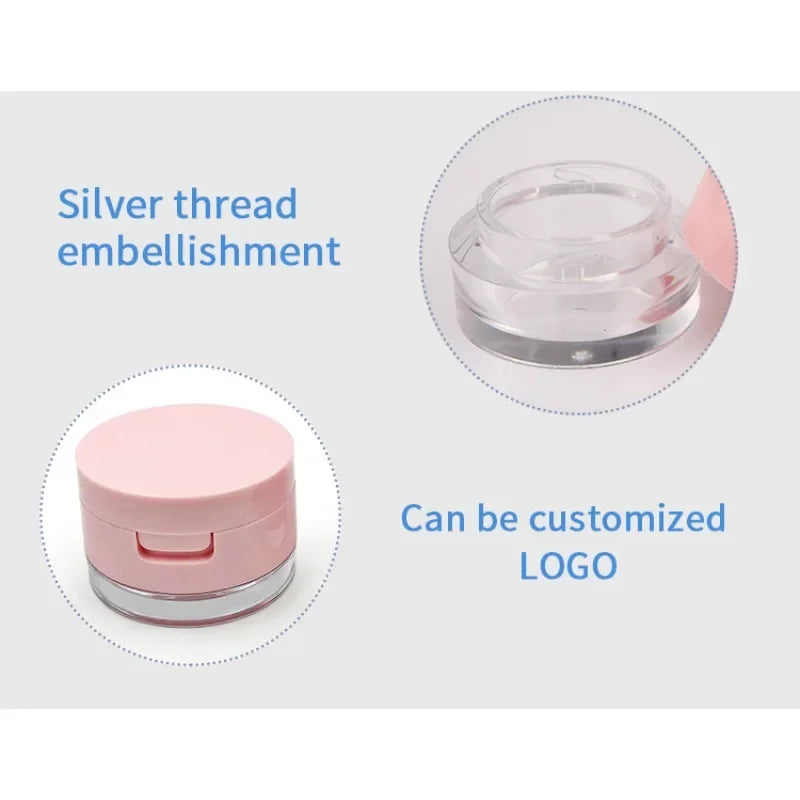 Portable Makeup Powder Container with Sifter and Mirror - Travel Cosmetic Jar