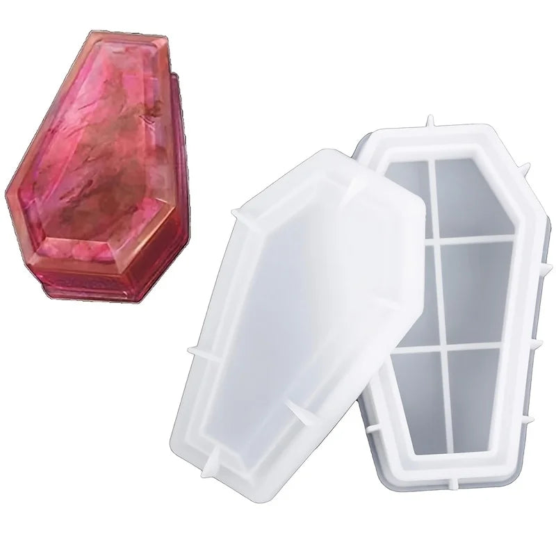 Halloween Silicone Resin Mold Set - Coffin-Shaped Storage Box & DIY Decoration Casting Mold