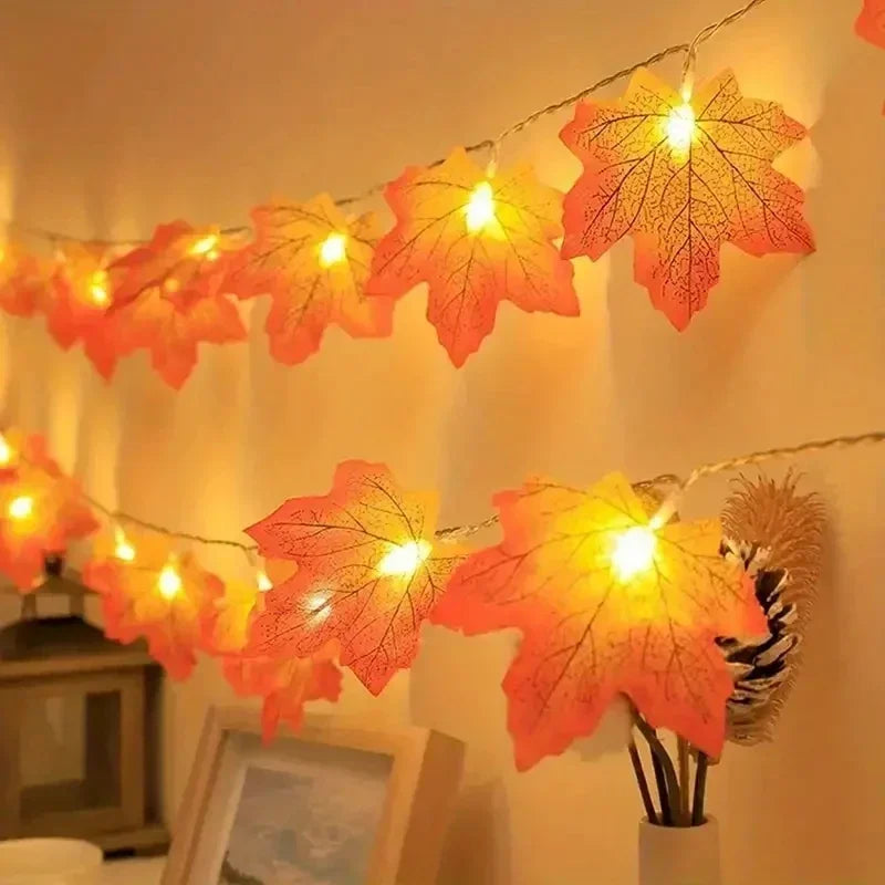 LED Maple Leaf String Lights Waterproof Battery-Powered Outdoor Decor