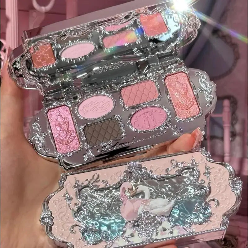 Vegan Makeup Face Palette with Matte, Shimmer, Pearl & Glitter Eyeshadows - 6 Colors