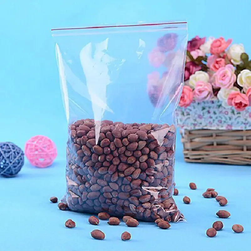 Clear Plastic Zip Lock Bags Assorted Sizes 100/200/300pcs Food Safe & Moistureproof