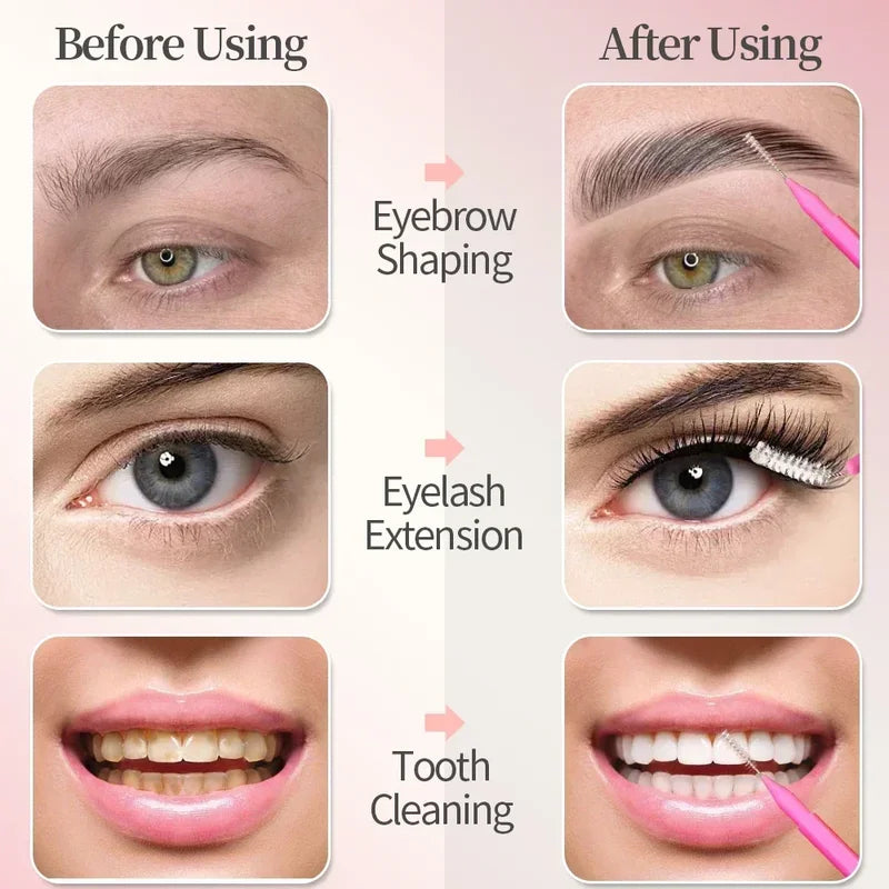 Mini Eyebrow & Eyelash Brush Set - Disposable Micro Applicators for Brows & Lashes