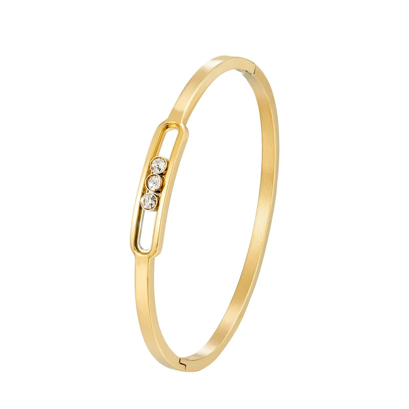 Elegant Stainless Steel Zircon Bangle for Women Wedding Gift Jewelry