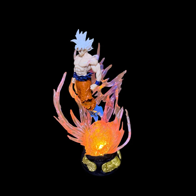 24cm Anime Goku Action Figure Ultra Instinct Super Saiyan PVC Light-Up Statue Toy Gift