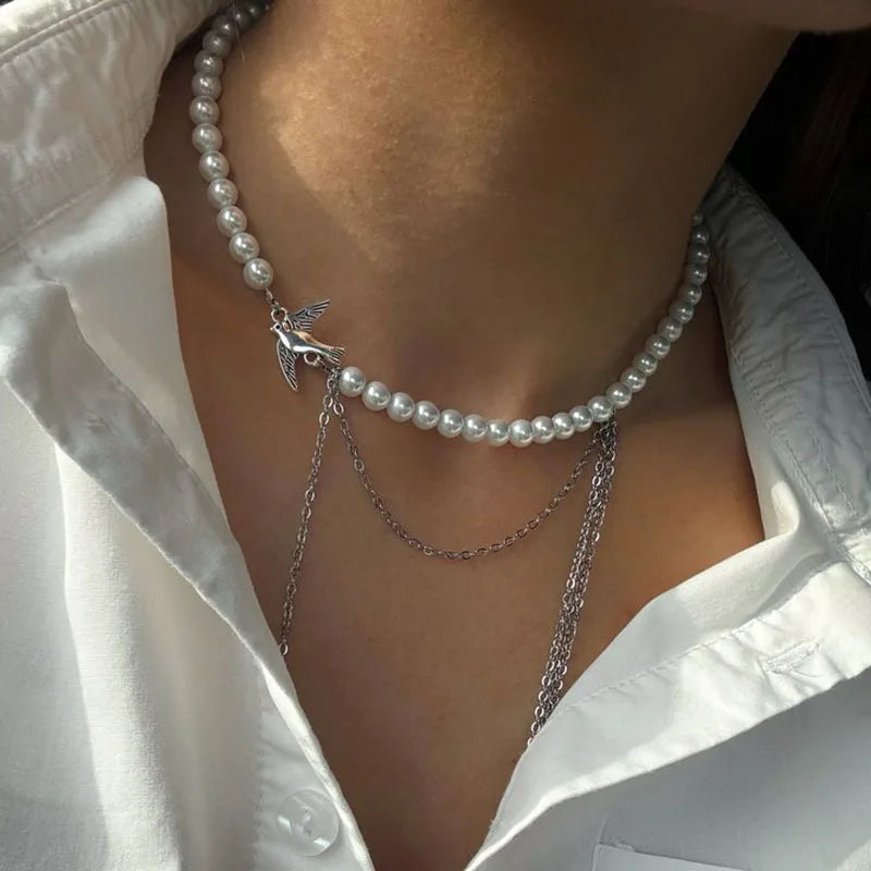Multilayer Tassel Chain Pendant Necklace for Women Vintage Bridal Jewelry