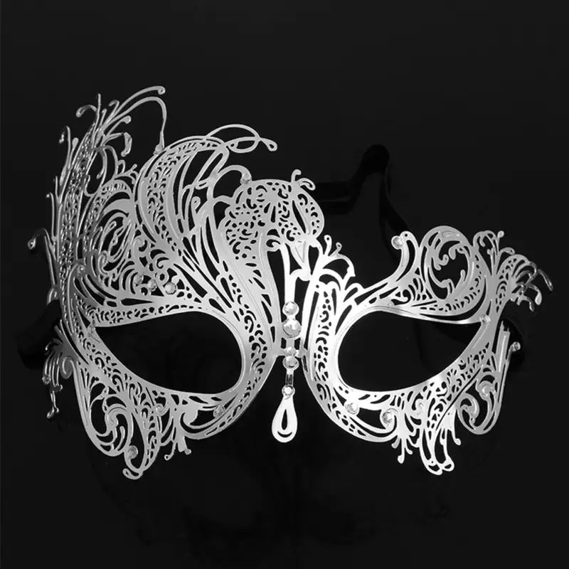 Black Gold Skull Metal Mask for Halloween Masquerade Party - Venetian Half Face Mask