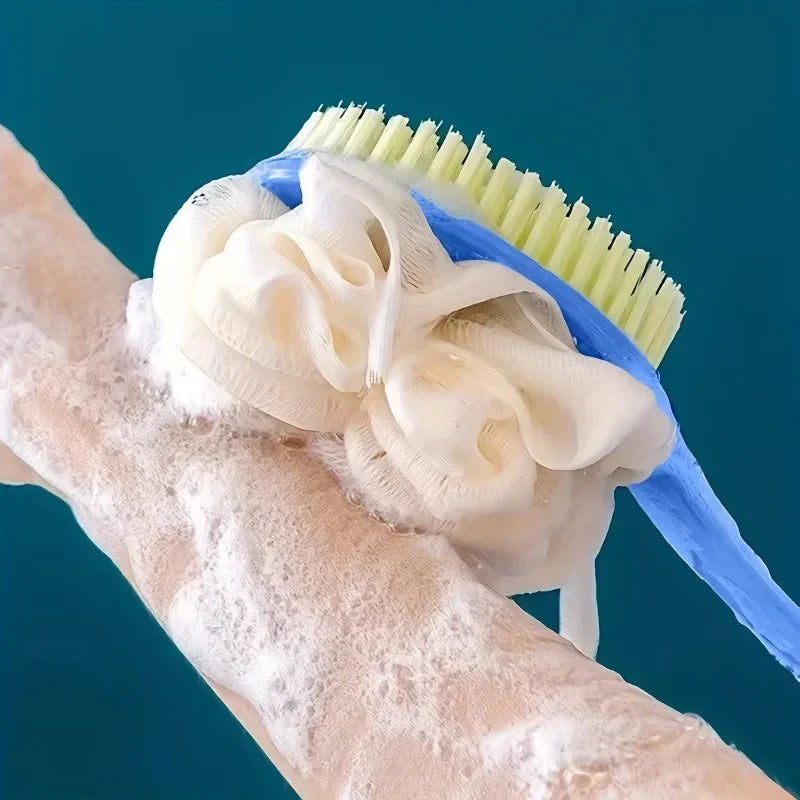 2-in-1 Soft Back & Body Exfoliating Bath Brush with Non-Slip Handle