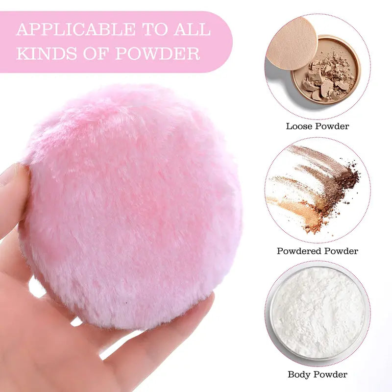 Bow-Shaped Round Plush Makeup Puff - Soft Reusable Face Powder Sponge