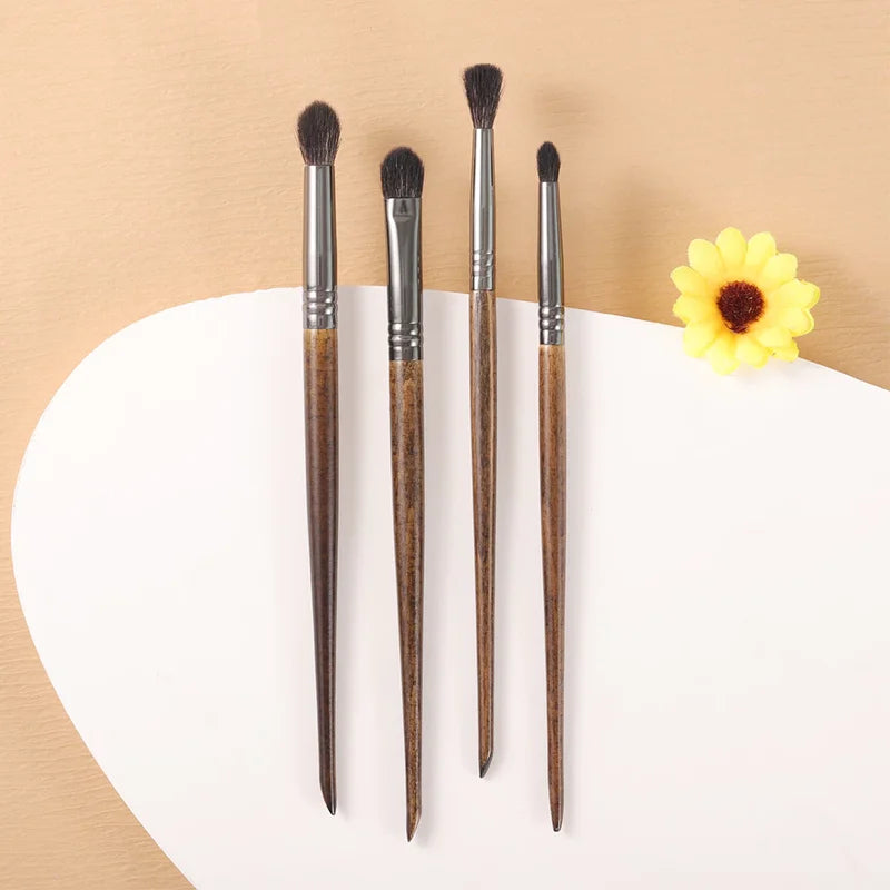 OVW Goat Hair Eyeshadow Makeup Brush Set 4 Pieces - Professional Cosmetic Tools