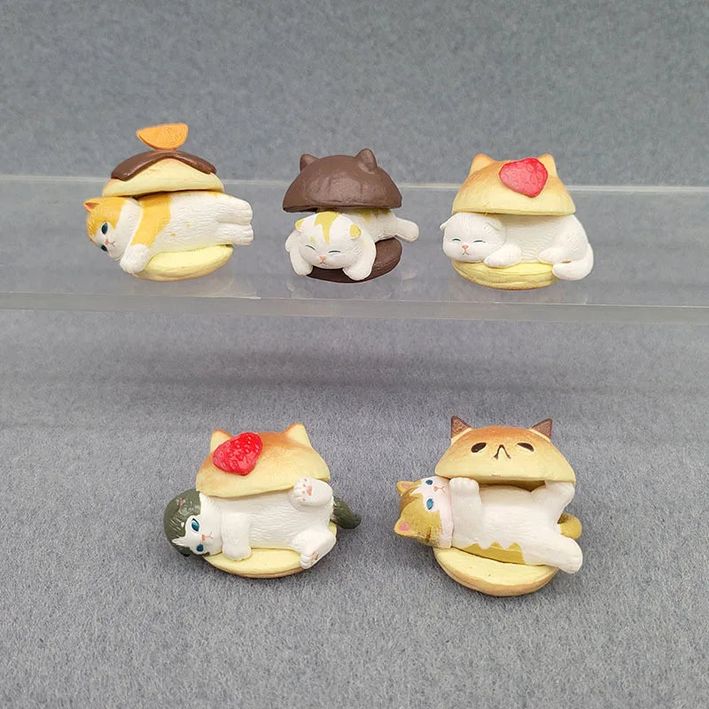 Burger Cat Action Figure Blind Box Toy Set - Fun Cat Decor & Gifts