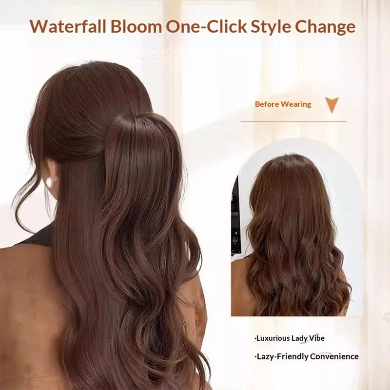 16 Inch Waterfall Half Up Layered Curly Ponytail Synthetic Hair Hair Accessories for Women
