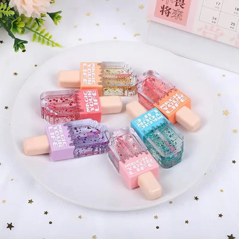 24Pcs Lip Gloss Set Moisturizing Long-Lasting Lip Oil for Girls - Ice Cream Theme