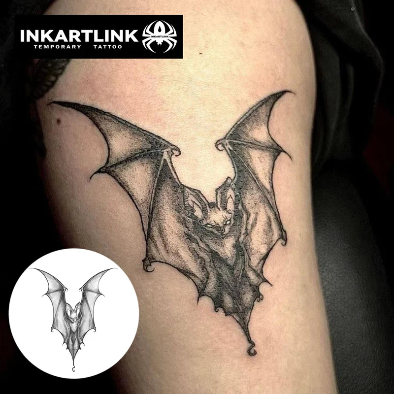 Night Bat Tattoo Patch - Gothic Waterproof Vampire Neck Temporary Tattoo