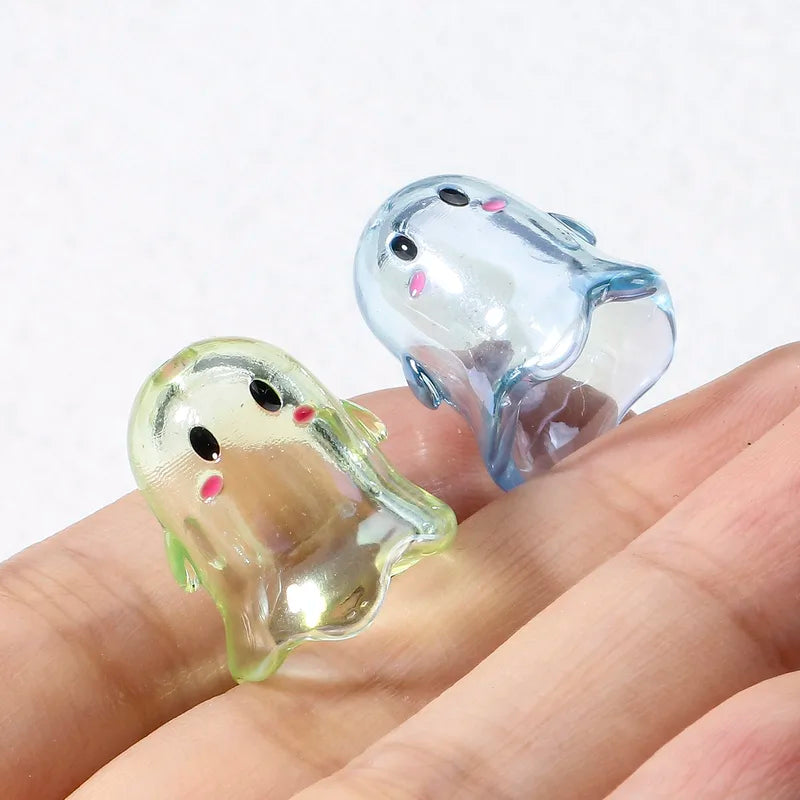 Acrylic Halloween Ghost Beads 5-Pack for DIY Jewelry Making Multicolor 17mm x 15mm