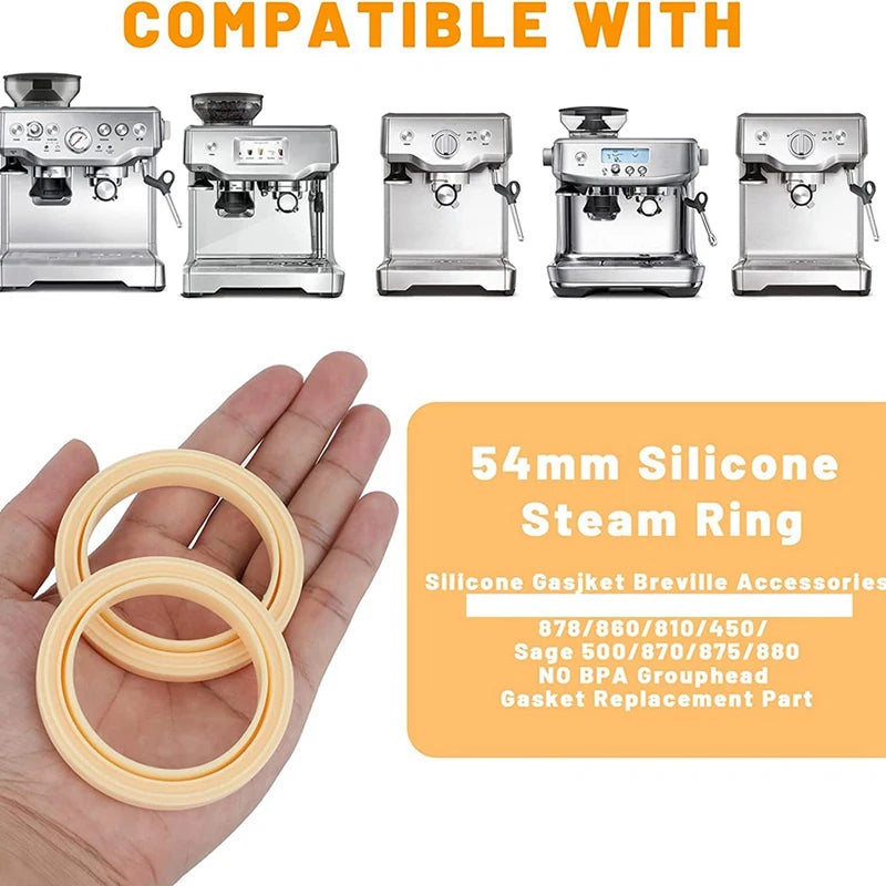 Silicone Steam Ring 3-Pack for Breville Espresso Machines 54mm - Gasket Replacement
