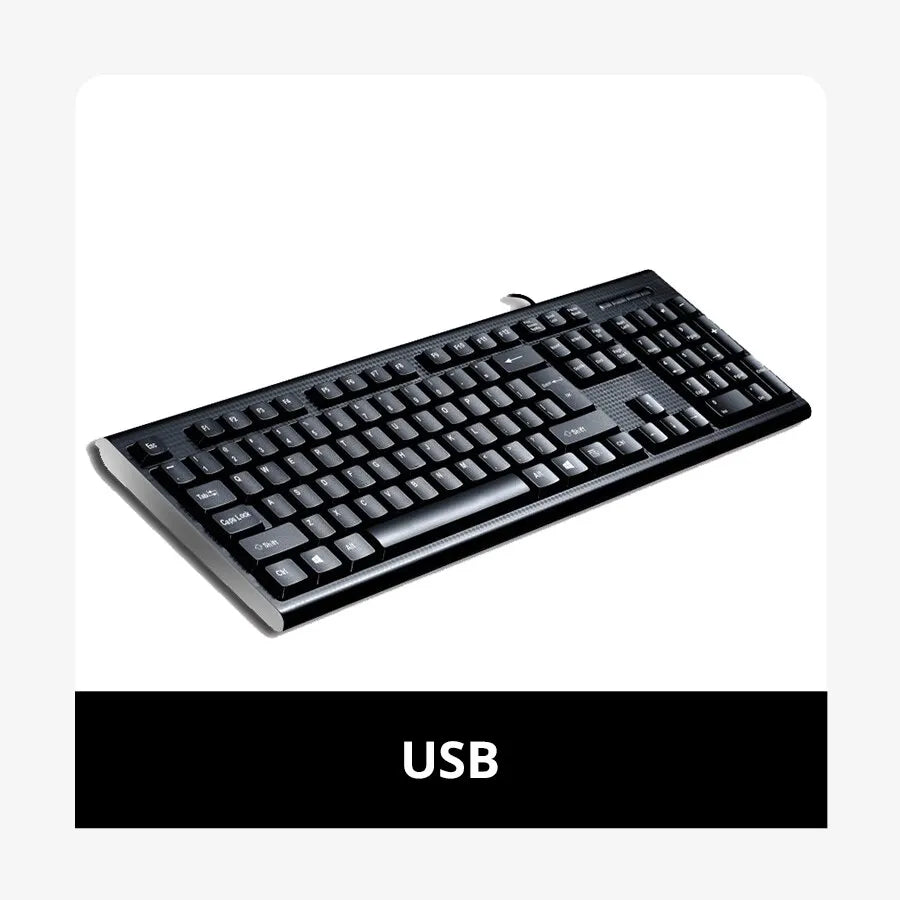 Q9 Wired Full-Size USB Keyboard with Square Mouth Design for Office & Home