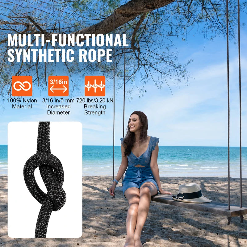 Heavy-Duty Nylon Rope 3/16 Inch x 1000 Ft Multi-Purpose Climbing & Outdoor Rope