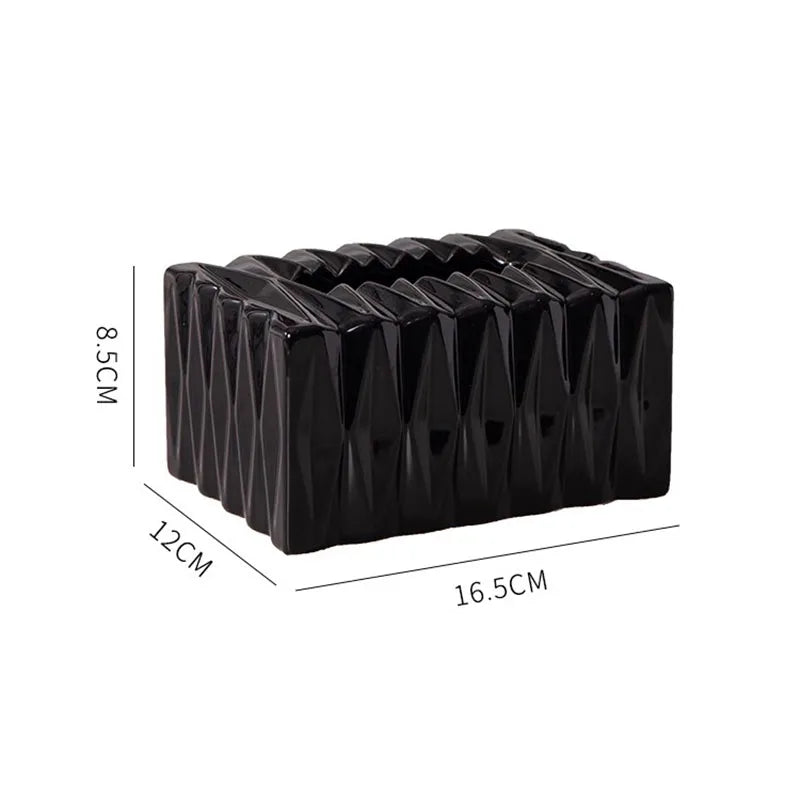 European Style Ceramic Tissue Box Holder Black & White Home Decor