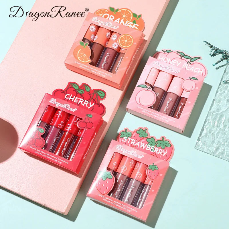 Mini Velvet Matte Lip Gloss Set - Long-Lasting, Non-Fading, Fruit Scented Lip Tint