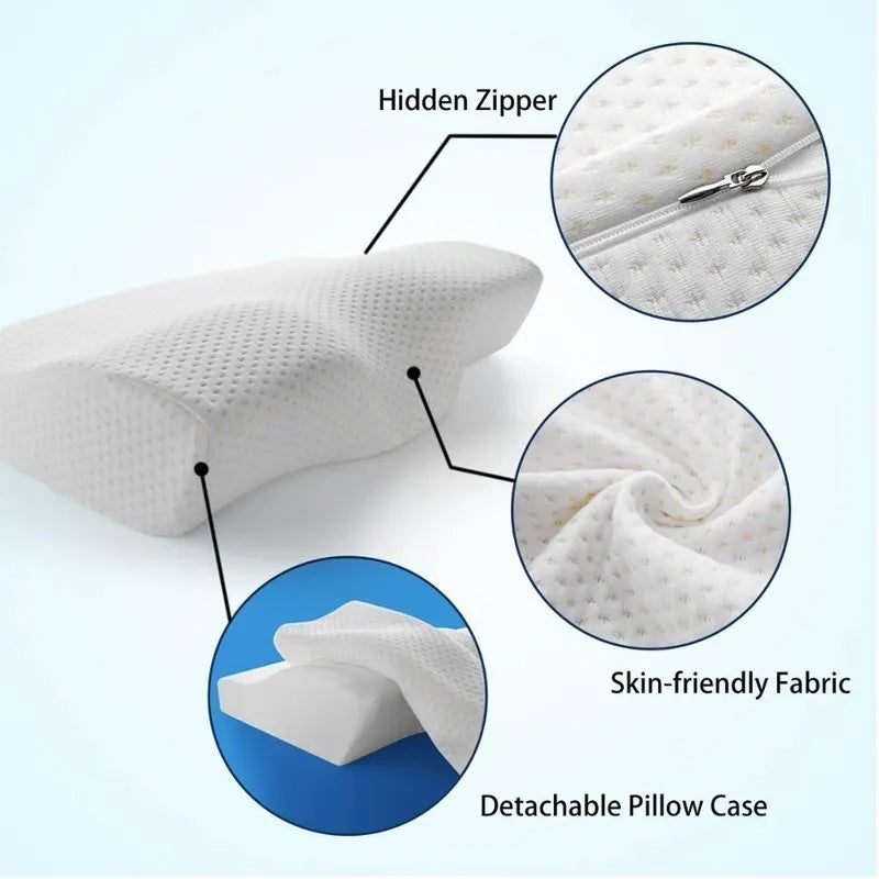 Memory Foam Orthopedic Pillow Neck Support Butterfly Shape Sleep Cushion