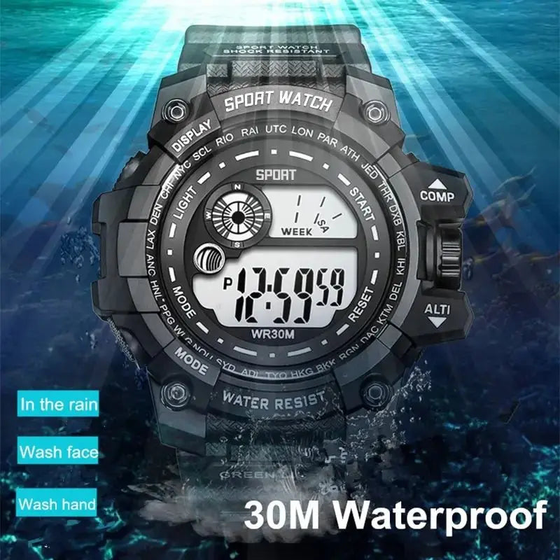 Digital Sports Watch for Men and Kids Waterproof Alarm Clock with Luminous Display