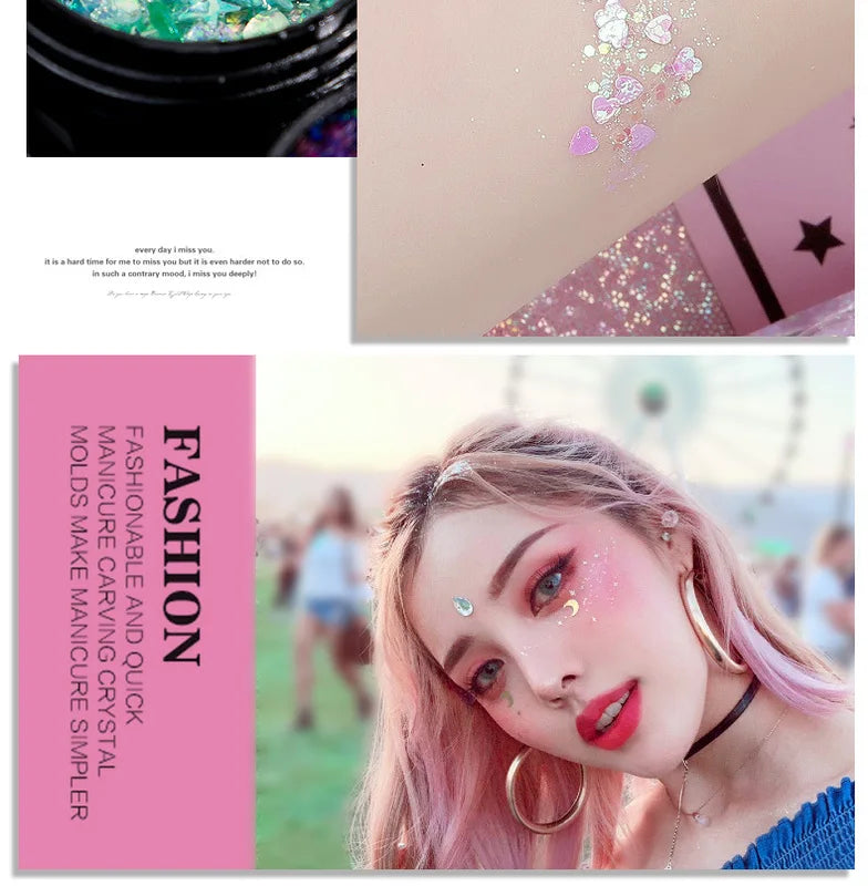 Long Lasting Body Glitter Gel Sequins for Face Hair & Body Prom Party Mermaid Scales