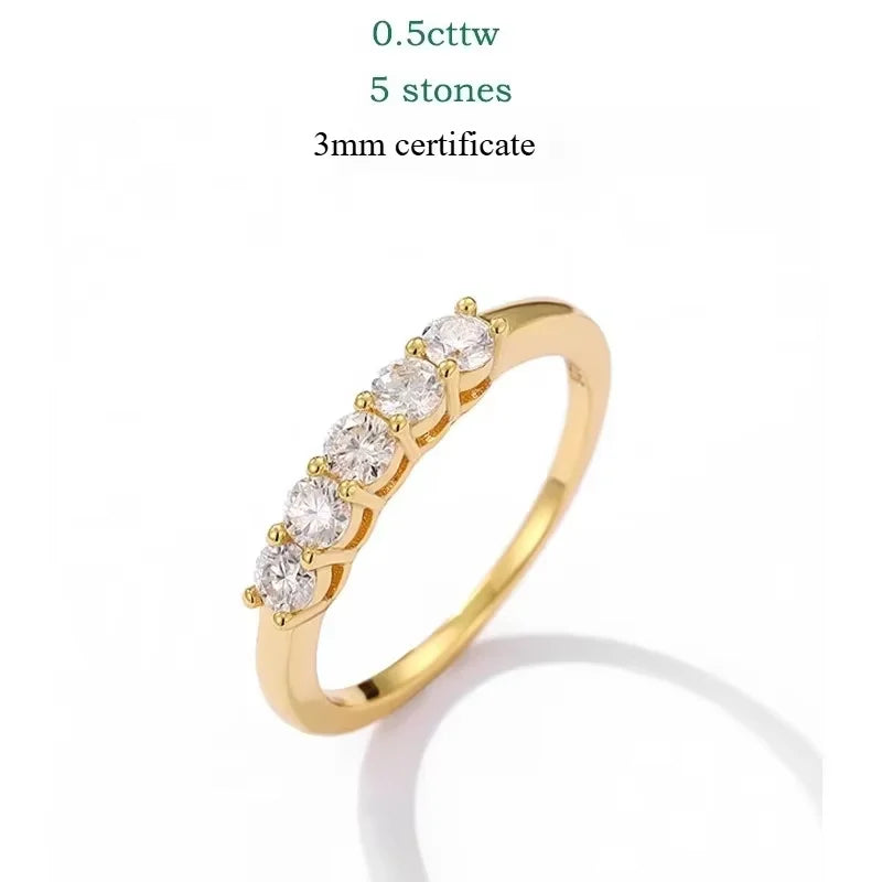 Moissanite Engagement Ring 0.7CT 3mm Silver Wedding Band for Women
