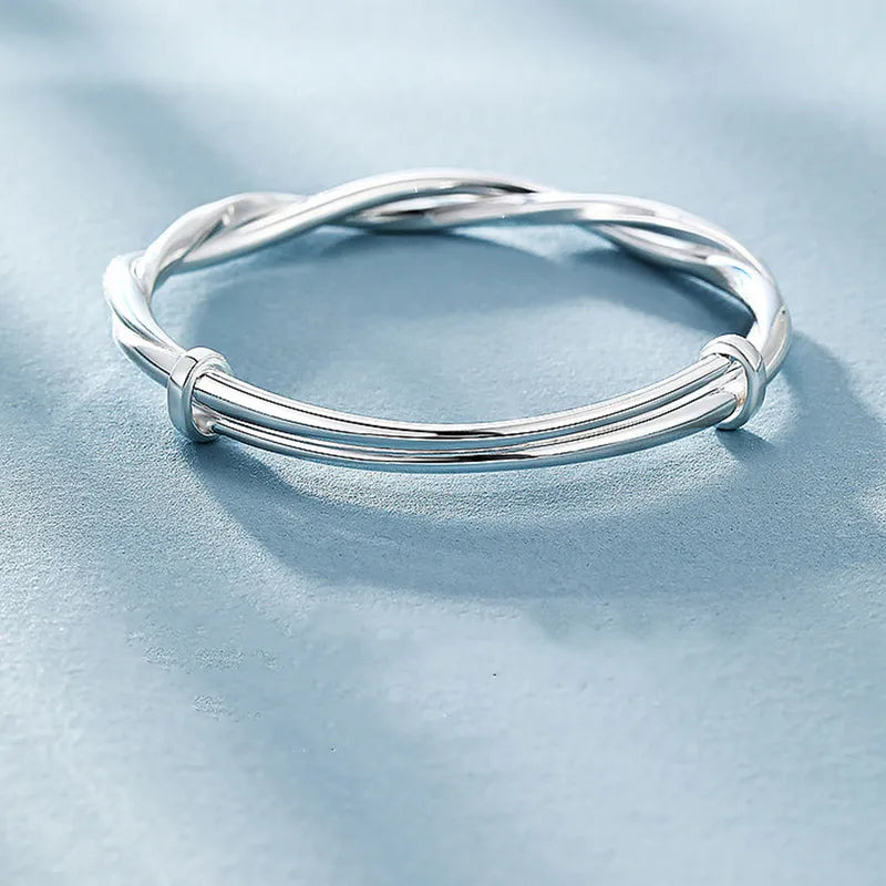 925 Sterling Silver Elegant Weave Bracelets for Women Adjustable Jewelry