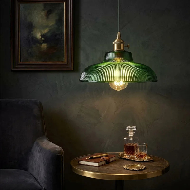 Vintage Glass Pendant Light - Indoor Hanging Lamp for Living Room & Bedroom