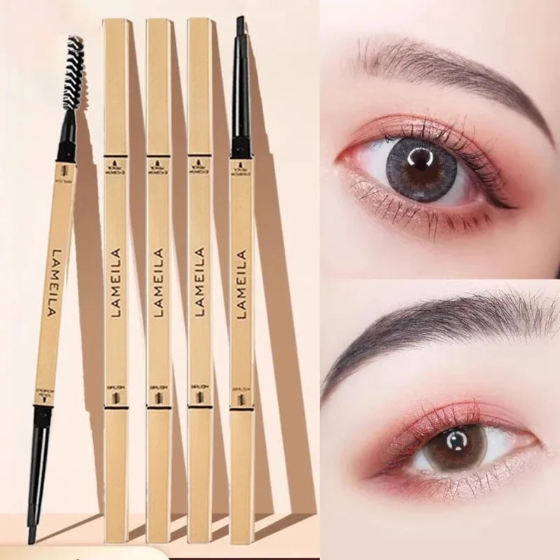 Waterproof Sweatproof Double Head Eyebrow Pencil with Brush - Natural Eye Makeup Tool