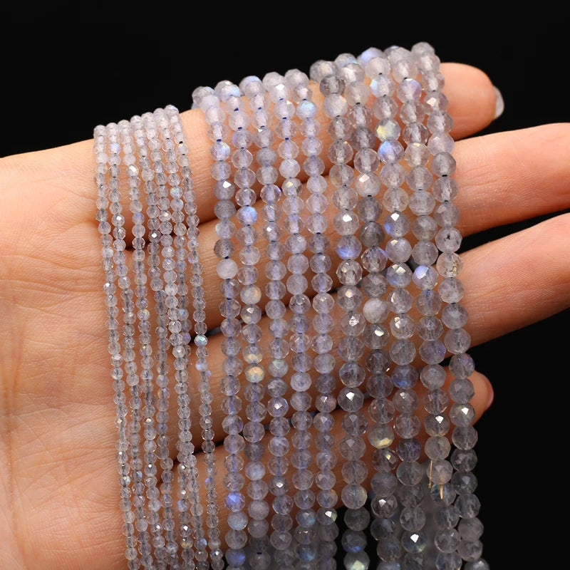 Natural Stone Round Faceted Beads for Jewelry Making DIY Necklace & Bracelet Spacers
