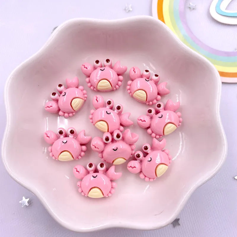 30pcs Colorful Marine Resin Figurines Set - Turtles Crabs Fish Starfish Seahorses Craft Supplies