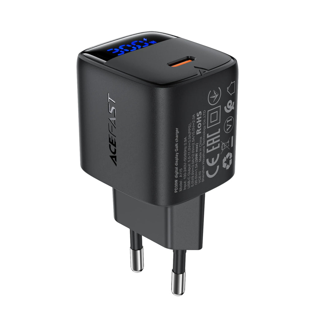 USB C GaN Fast Charger 30W with Digital Display for iPhone & Samsung