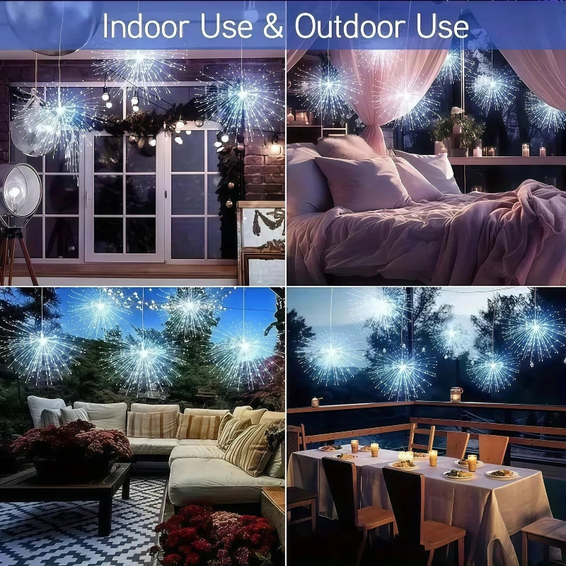 Hanging Solar Firework String Lights Outdoor Garden Yard Decor 8 Modes