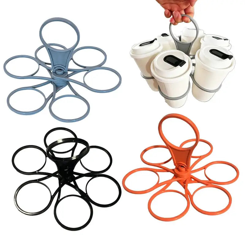 Foldable Beverage Cup Holder for Outdoor Picnics and Parties - 6 Slots, Reusable, Portable