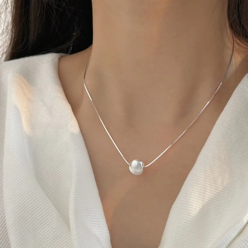 925 Sterling Silver Necklace Bead Pendant for Women Wedding Engagement Jewelry