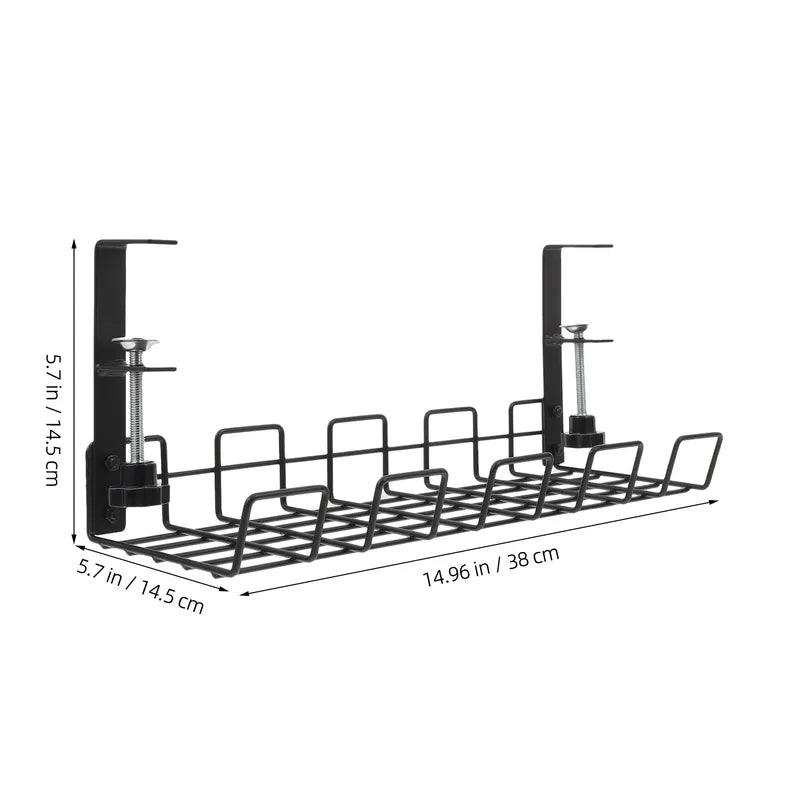 Under Desk Cable Organizer Rack No Punching Wire Management Tray for Office & Kitchen