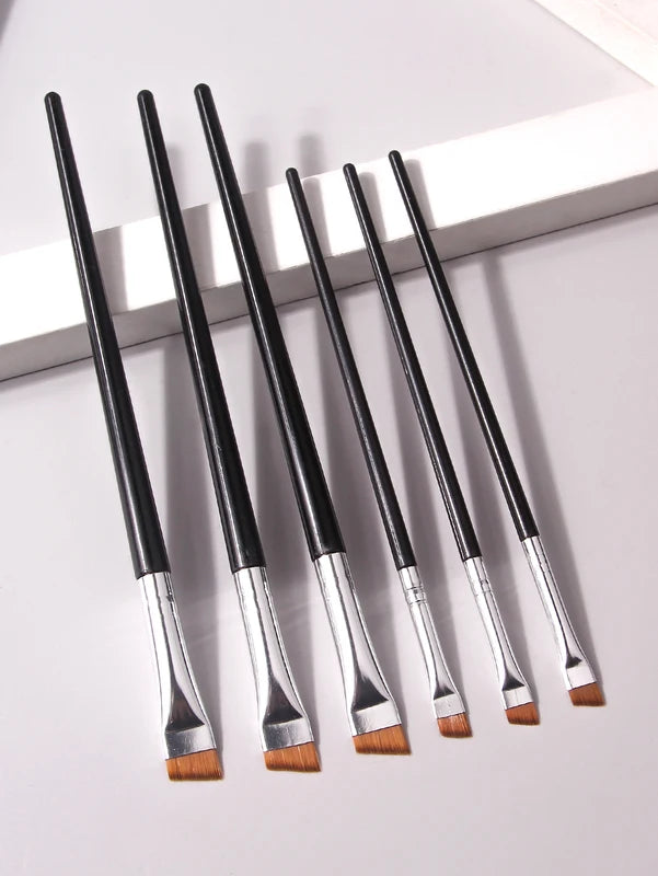 6 Pcs Fine Eye Makeup Brush Set for Eyeliner and Eyebrow Styling - High-End Cosmetic Tools
