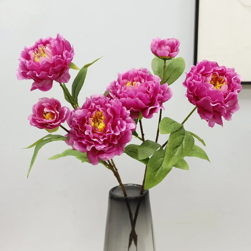 6pcs Artificial Peony Flower Bouquet for Wedding & Home Decor - High-Quality Floral Arrangement