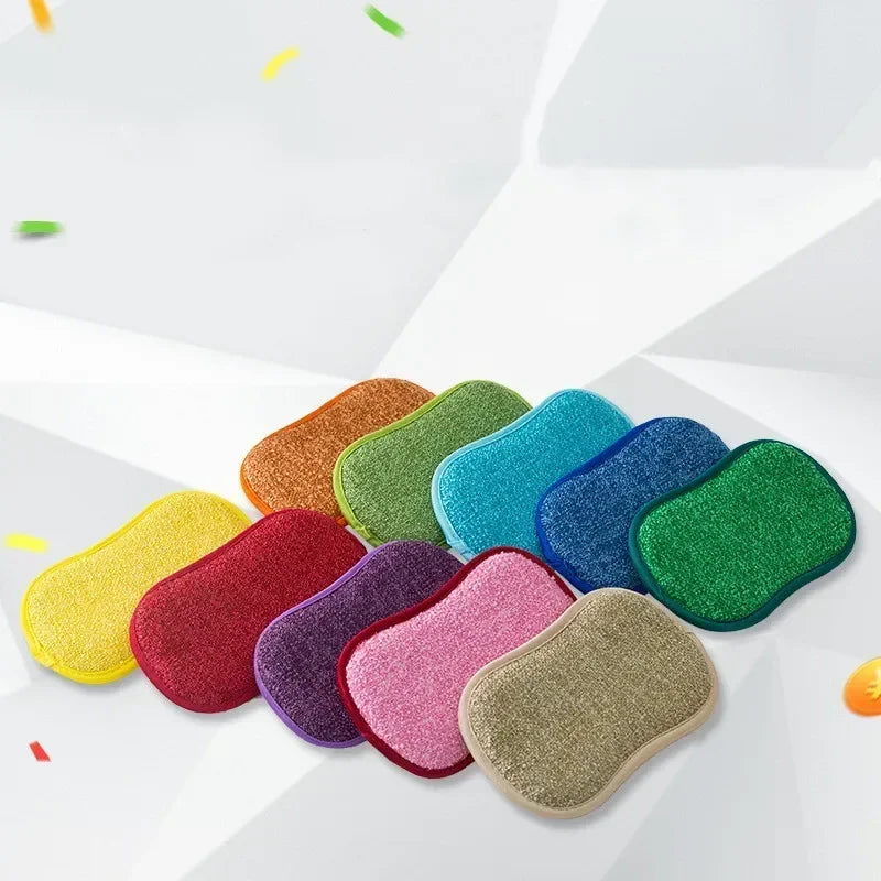Non-Scratch Microfiber Dish Sponges Set - Kitchen Cleaning Scrub Pads
