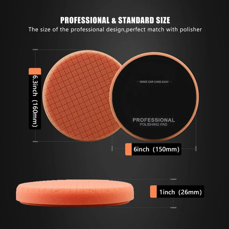 5-Piece Polishing Sponge Set for Car Buffing and Detailing - 80/125/150mm
