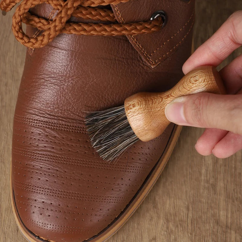 Mini Horse Hair Oiling & Shoe Brush - Beech Small Fur Leather Care Tool