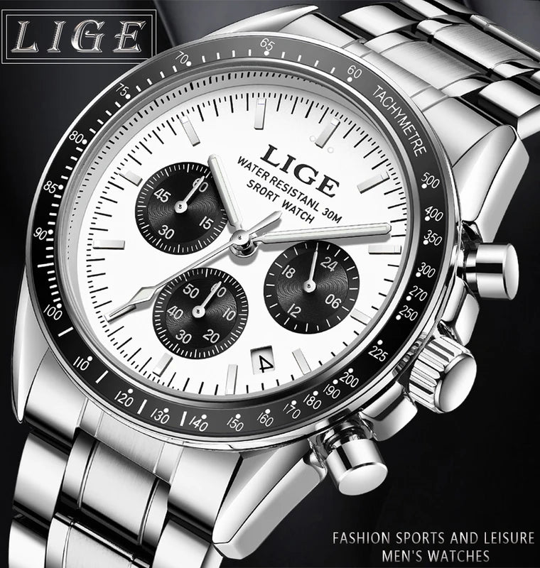 Luxury Business Men's Watch with Stainless Steel Strap and Luminous Dial